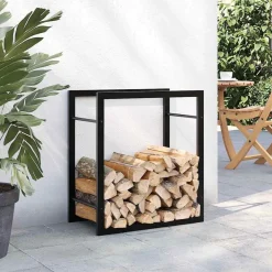 Houtkachel- & Haardaccessoires*vidaXL Haardhoutrek 50x28x56 cm staal mat Zwart