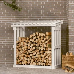 Houtkachel- & Haardaccessoires*vidaXL Haardhoutrek 108x64,5x109 cm massief grenenhout Wit