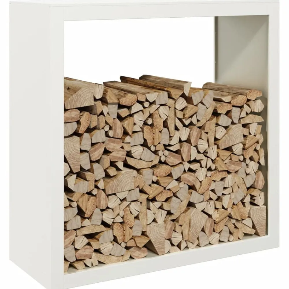 Houtkachel- & Haardaccessoires*vidaXL Haardhoutrek 100x40x100 cm staal wit Staal/Wit