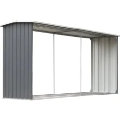 Houtkachel- & Haardaccessoires*vidaXL Haardhoutschuur 330x92x153 cm gegalvaniseerd staal Grijs