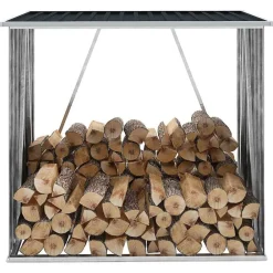 Houtkachel- & Haardaccessoires*vidaXL Haardhoutschuur 163x83x154 cm gegalvaniseerd staal Antraciet