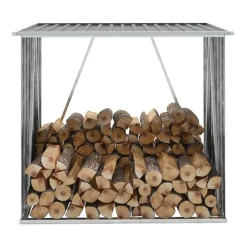 Houtkachel- & Haardaccessoires*vidaXL Haardhoutschuur 163x83x154 cm gegalvaniseerd staal Grijs