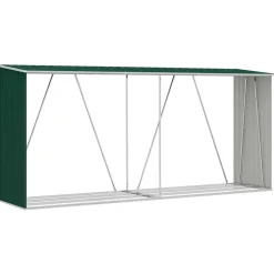 Haardhoutschuur 330x84x152 cm gegalvaniseerd staal groen>vidaXL New