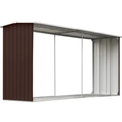 Houtkachel- & Haardaccessoires*vidaXL Haardhoutschuur 330x92x153 cm gegalvaniseerd staal Bruin