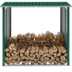 Houtkachel- & Haardaccessoires*vidaXL Haardhoutschuur 172x91x154 cm gegalvaniseerd staal Groen
