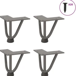 Tafelaccessoires*vidaXL Haarnadelpoten voor Salontafel 4 st 10 cm massief staal Naturel