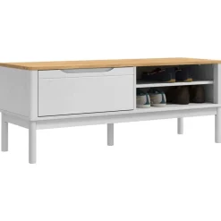 Bankjes*vidaXL Hal bank met lade FLORO 115 x 40 x 45 cm Massief Vurenhout Wit
