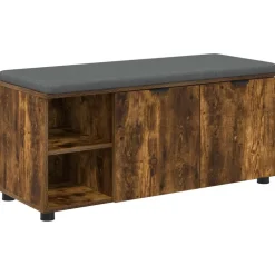 Halbank met kussen met plank Gerookte Eik 100 x 38 x 46 cm>vidaXL Clearance