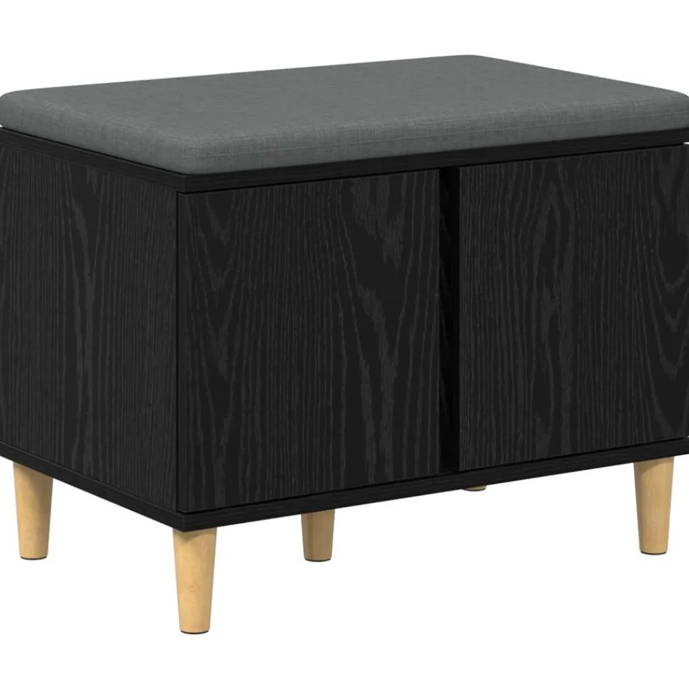Halbank met kussen met opslag Zwarte Eik 60 x 38 x 46 cm>vidaXL Clearance