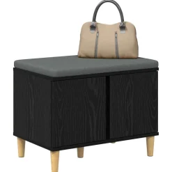Halbank met kussen met opslag Zwarte Eik 60 x 38 x 46 cm><noscript><img width=