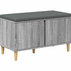 Halbank met kussen met opslag Grijze Sonoma 80 x 38 x 46 cm>vidaXL New