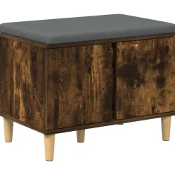 Bankjes*vidaXL Halbank met kussen met opslag Gerookte Eik 60 x 38 x 46 cm Gerookt eiken