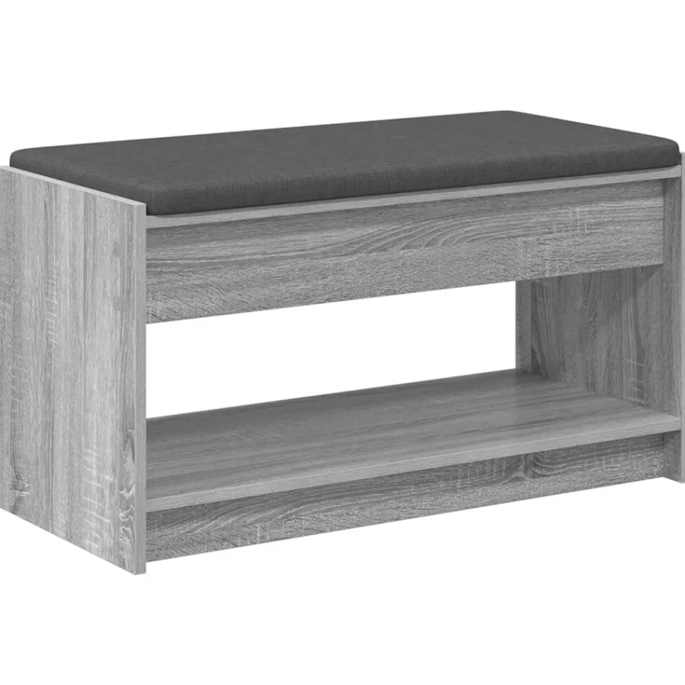 Halbank met kussen met plank Grijze Sonoma 83 x 38 x 45 cm>vidaXL Sale