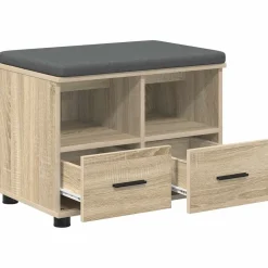 Bankjes*vidaXL Halbank met kussen met lade 60 x 38 x 46 cm Sonoma eiken