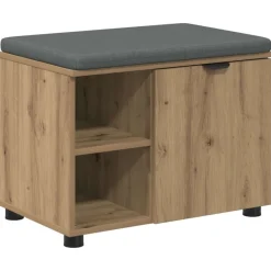 Bankjes*vidaXL Halbank met kussen met plank Artisan Eik 60 x 38 x 46 cm artisanaal eikenkleurig