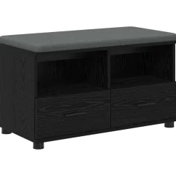 Bankjes*vidaXL Halbank met kussen met lade Zwarte Eik 80 x 38 x 46 cm Zwart eiken