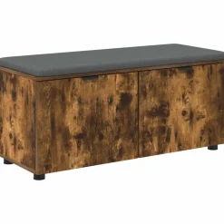 Halbank met kussen met plank Gerookte Eik 100 x 38 x 46 cm>vidaXL Sale