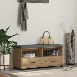 Halbank met kussen met lade Artisan Eik 100 x 38 x 46 cm>vidaXL Sale