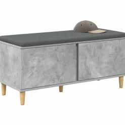 Halbank met kussen met opslag Beton Grijs 100 x 38 x 46 cm><noscript><img width=