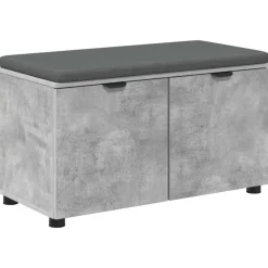 Bankjes*vidaXL Halbank met kussen met plank Beton Grijs 80 x 38 x 46 cm Betongrijs