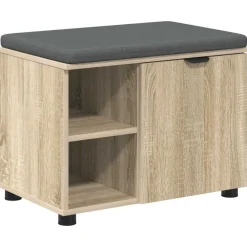 Bankjes*vidaXL Halbank met kussen met plank 60 x 38 x 46 cm Sonoma eiken