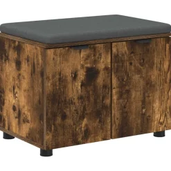 Halbank met kussen met plank Gerookte Eik 60 x 38 x 46 cm>vidaXL Best