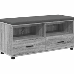 Bankjes*vidaXL Halbank met kussen met lade Grijze Sonoma 100 x 38 x 46 cm Grijs sonoma