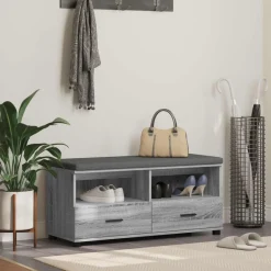 Bankjes*vidaXL Halbank met kussen met lade Grijze Sonoma 100 x 38 x 46 cm Grijs sonoma