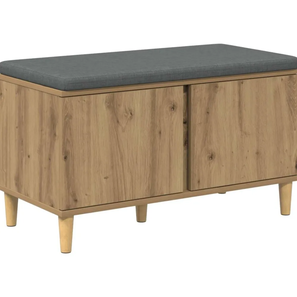Halbank met kussen met opslag Artisan Eik 80 x 38 x 46 cm>vidaXL Best