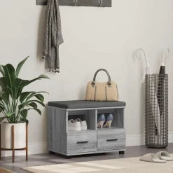 Bankjes*vidaXL Halbank met kussen met lade Grijze Sonoma 60 x 38 x 46 cm Grijs sonoma