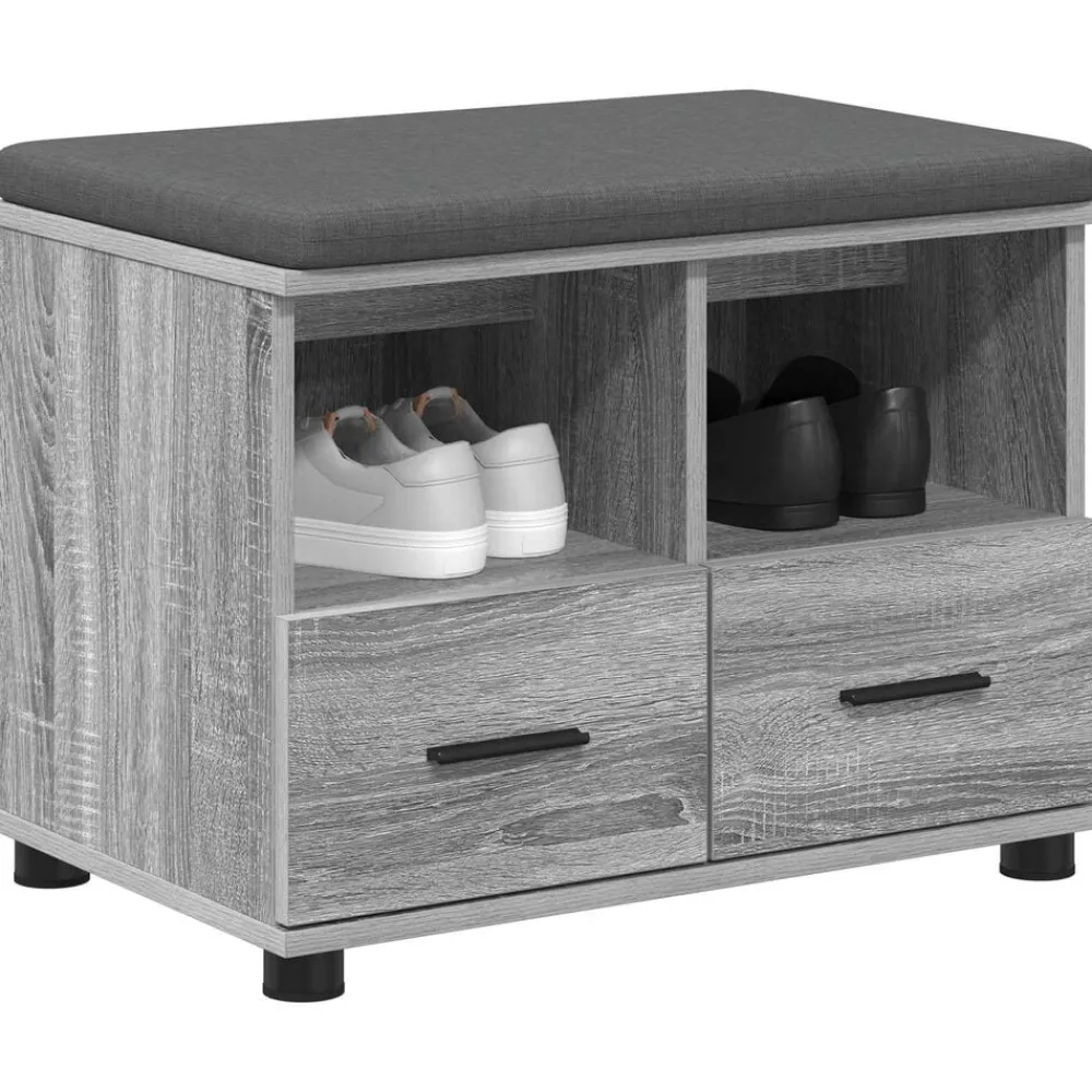 Bankjes*vidaXL Halbank met kussen met lade Grijze Sonoma 60 x 38 x 46 cm Grijs sonoma