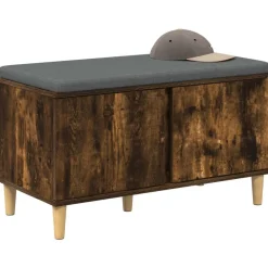 Halbank met kussen met opslag Gerookte Eik 80 x 38 x 46 cm><noscript><img width=