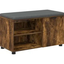 Halbank met kussen met plank Gerookte Eik 80 x 38 x 46 cm>vidaXL New