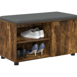 Halbank met kussen met plank Gerookte Eik 80 x 38 x 46 cm><noscript><img width=