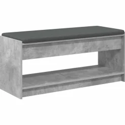Halbank met kussen met plank Beton Grijs 103 x 38 x 45 cm>vidaXL Best
