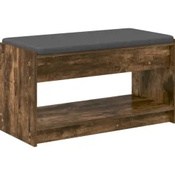 Halbank met kussen met plank Gerookte Eik 83 x 38 x 45 cm>vidaXL Discount