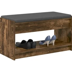 Halbank met kussen met plank Gerookte Eik 83 x 38 x 45 cm><noscript><img width=