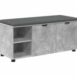 Bankjes*vidaXL Halbank met kussen met plank Beton Grijs 100 x 38 x 46 cm Betongrijs