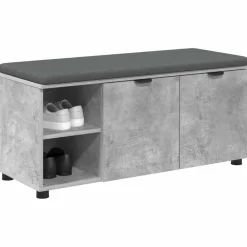 Bankjes*vidaXL Halbank met kussen met plank Beton Grijs 100 x 38 x 46 cm Betongrijs