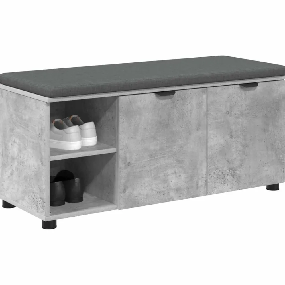 Bankjes*vidaXL Halbank met kussen met plank Beton Grijs 100 x 38 x 46 cm Betongrijs