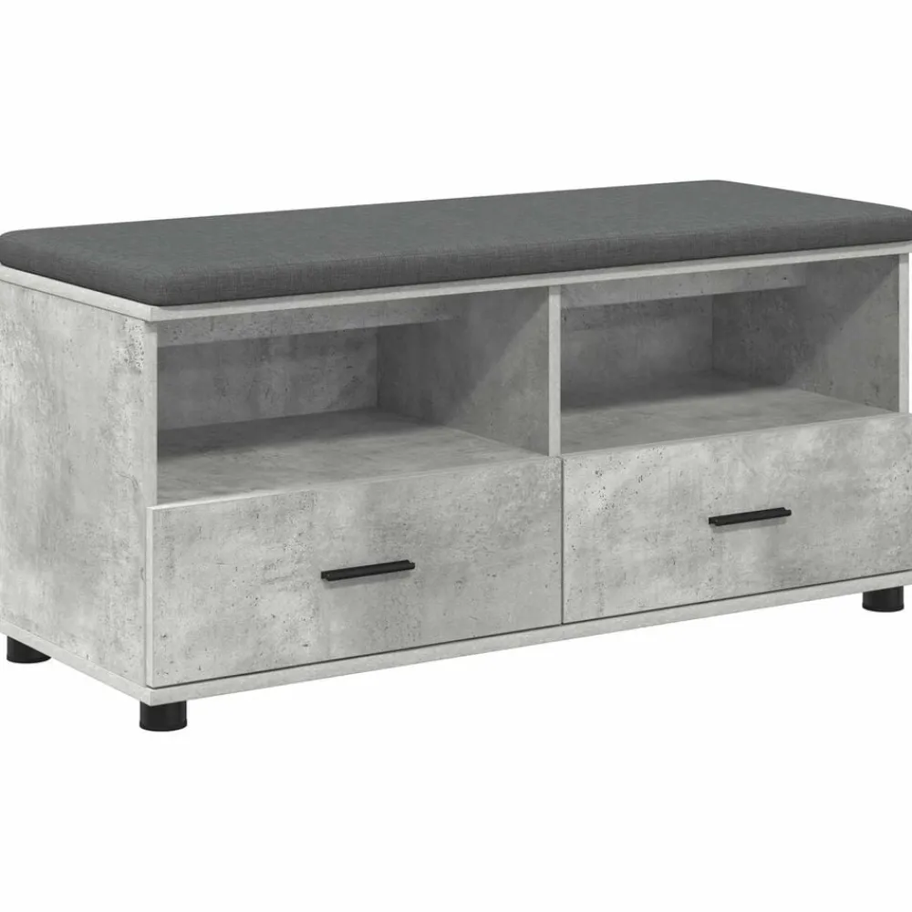 Bankjes*vidaXL Halbank met kussen met lade Beton Grijs 100 x 38 x 46 cm Betongrijs