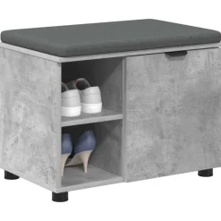 Halbank met kussen met plank Beton Grijs 60 x 38 x 46 cm><noscript><img width=