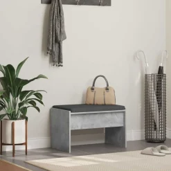 Bankjes*vidaXL Halbank met kussen Beton Grijs 63 x 38 x 40 cm Betongrijs
