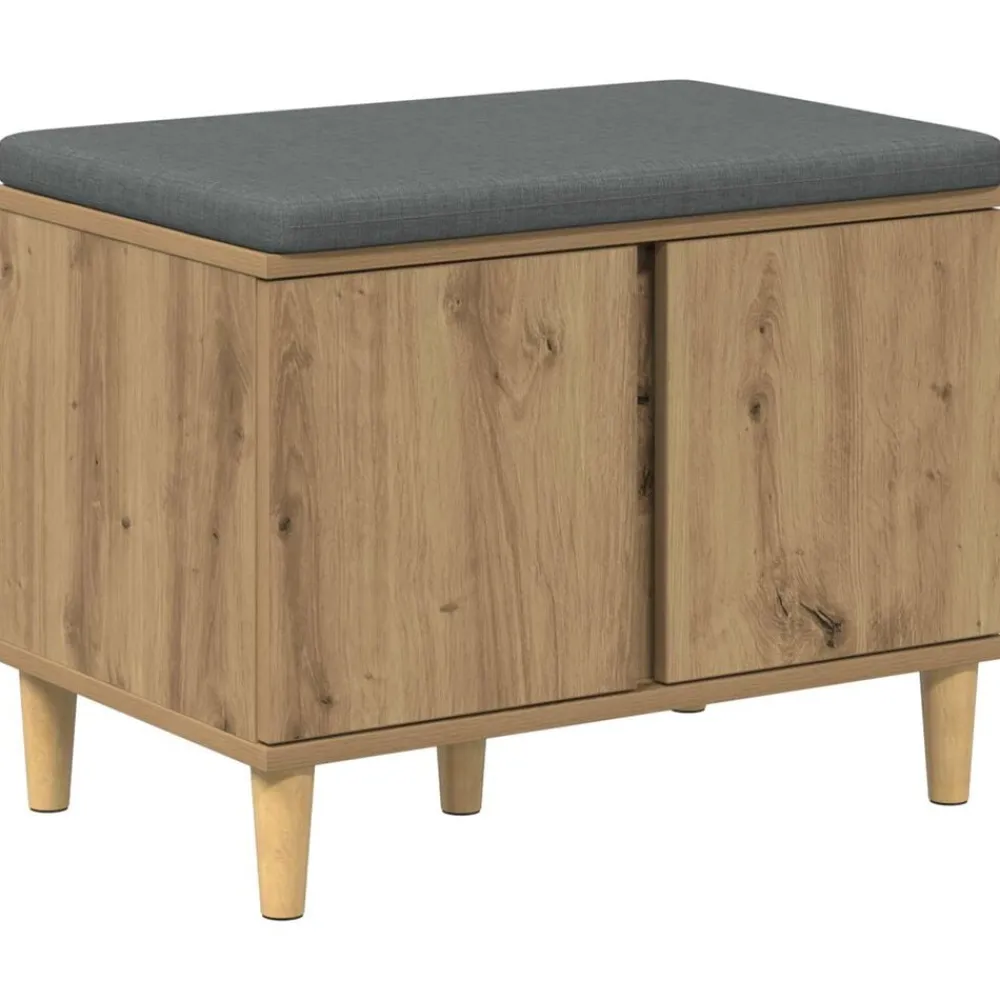 Halbank met kussen met opslag Artisan Eik 60 x 38 x 46 cm>vidaXL New