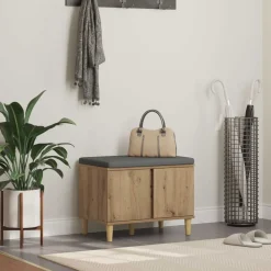 Halbank met kussen met opslag Artisan Eik 60 x 38 x 46 cm>vidaXL New