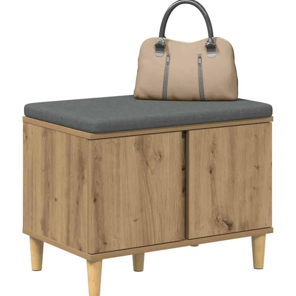 Halbank met kussen met opslag Artisan Eik 60 x 38 x 46 cm>vidaXL New