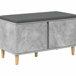 Halbank met kussen met opslag Beton Grijs 80 x 38 x 46 cm>vidaXL