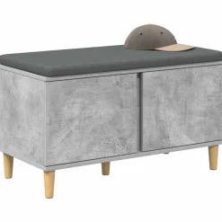 Halbank met kussen met opslag Beton Grijs 80 x 38 x 46 cm><noscript><img width=