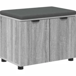 Bankjes*vidaXL Halbank met kussen met plank Grijze Sonoma 60 x 38 x 46 cm Grijs sonoma