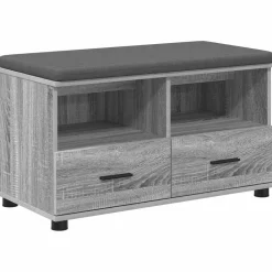 Halbank met kussen met lade Grijze Sonoma 80 x 38 x 46 cm>vidaXL Sale